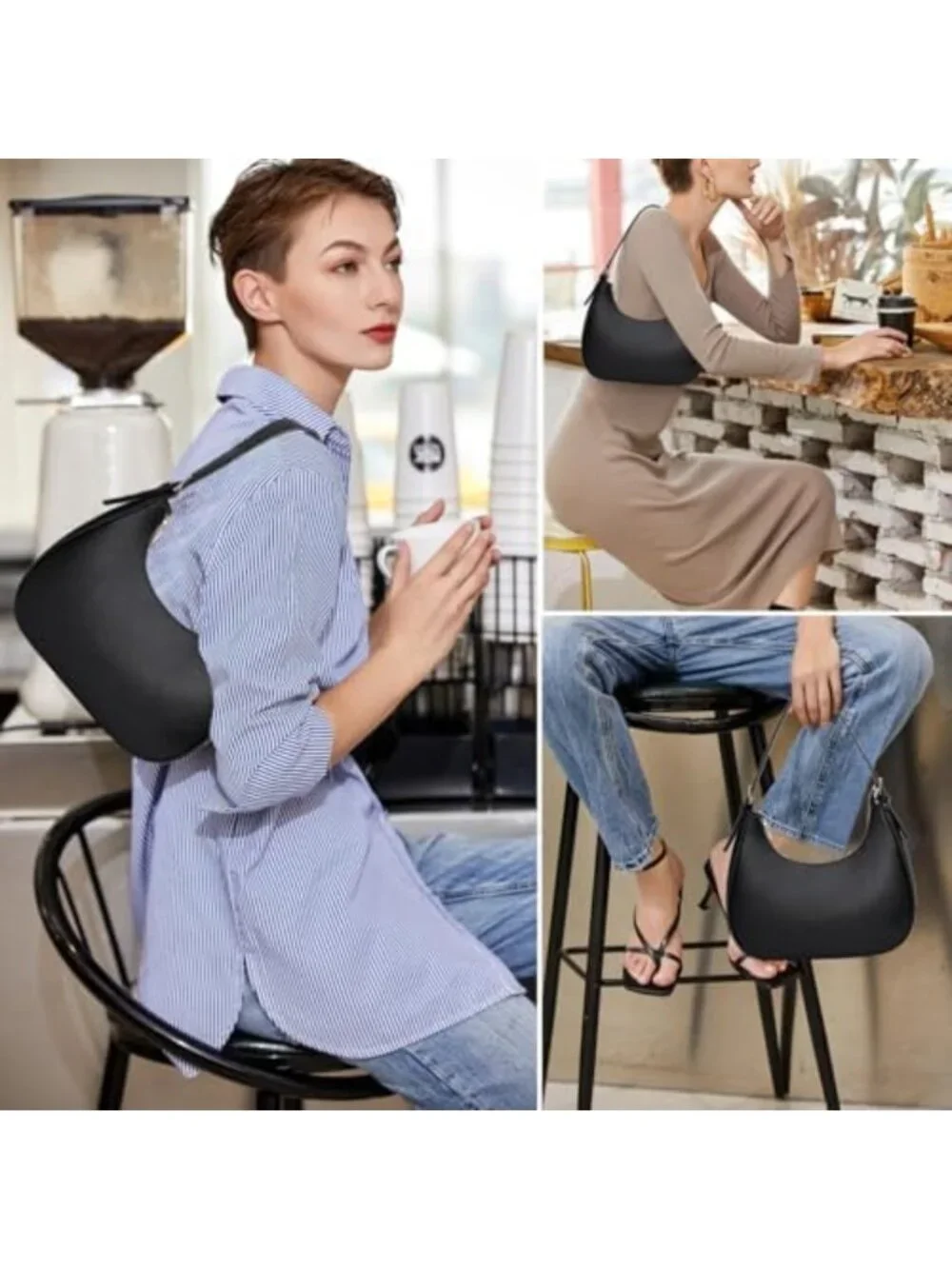 Chic Small Crescent Shoulder Bag - Classic Hobo Tote Purse for Women